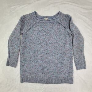 Talbots Sweater 1X Plus Size Knit Pullover Blue Gray Crewneck Classic Cozy